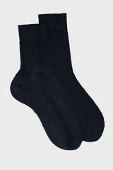 CALZA SARA, 90% LINO 10% NYLON, NAVY.