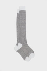 Bresciani Michele socks in a cotton-linen blend, with a white and jeans melange texture.