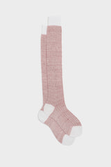 Bresciani Michele socks in a cotton-linen blend, with a white and red melange texture.