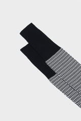 Close-up of the English cuff on Bresciani Remo socks, featuring a delicate navy and white sea breeze pattern.