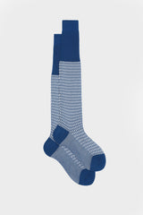 Bresciani Remo long socks in mercerised Egyptian cotton, with a delicate sea breeze pattern, ocean white color.