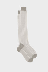 Bresciani Simone socks in mercerised Egyptian cotton, with a pearl and white macro pinstripe pattern.