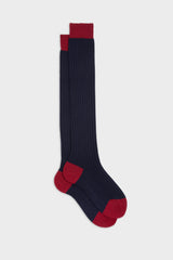 SOCKS ELIA. WOOL 90% NYLON 10%, NAVY-RED.