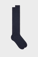 SOCKS ASCANIO. WOOL BLEND. SOLID COLOR, DEEP BLUE.
