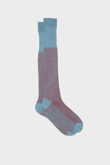 Bresciani Mario socks in mercerised Egyptian cotton, featuring a teal and red vanisee pattern.