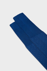 Close-up of the pindots pattern on the cuff of Bresciani Fabio socks, in a blue royal color.