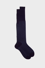 Bresciani Fabio long socks in extrafine mercerised Egyptian cotton, with a purple light blue pindot pattern.