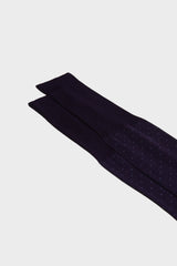 Close-up of the pindots pattern on the cuff of Bresciani Fabio socks, in a purple light blue color.