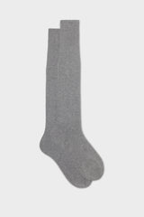 Bresciani Lorenzo long socks in extrafine mercerised Egyptian cotton, in a solid pearl melange color.