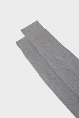 Close-up of the ribbed cuff on Bresciani Lorenzo socks, in a solid pearl melange color.