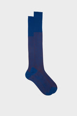 Bresciani Mario socks in mercerised Egyptian cotton, featuring a cobalt and brick vanisee pattern.