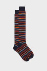 SOCKS TITO. 90% WOOL 10% NYLON, BLUE - RUST - ORANGE - GREY.