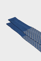CALZA ZENO, 100% COTONE, CORNFLOWER - ALUMINIUM - DARK BLUE.