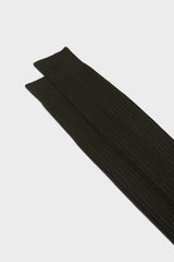 Close-up of the ribbed cuff on Bresciani Cesare socks, highlighting the high cuff and solid black color.