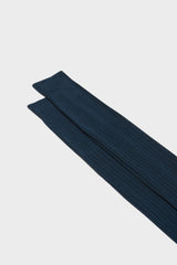 Close-up of the ribbed cuff on Bresciani Cesare socks, highlighting the high cuff and solid blue color.