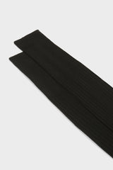 Close-up of the ribbed cuff on Bresciani Cesare socks, highlighting the high cuff and solid charcoal color.