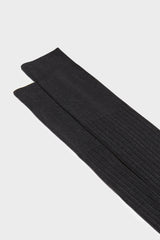 Close-up of the ribbed cuff on Bresciani Cesare socks, highlighting the high cuff and solid grey color.