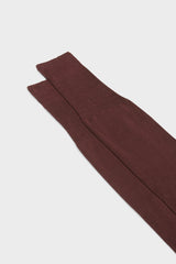 Close-up of the ribbed cuff on Bresciani Lorenzo socks, in a solid burgundy color.