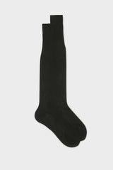 Bresciani Lorenzo long socks in extrafine mercerised Egyptian cotton, in a solid dark brown color