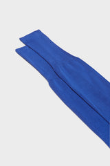 Close-up of the ribbed cuff on Bresciani Lorenzo socks, in a solid electric blue color.