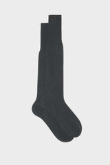 Bresciani Lorenzo long socks in extrafine mercerised Egyptian cotton, in a solid grey melange color