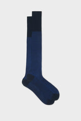 Bresciani Mario socks in mercerised Egyptian cotton, featuring a navy and blue vanisee pattern.