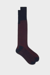 Bresciani Mario socks in mercerised Egyptian cotton, featuring a navy and red vanisee pattern.