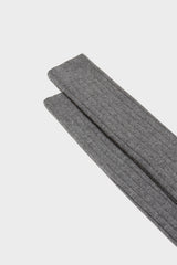 Close-up of the ribbed knit and fine texture of Bresciani 'Campidoglio' socks, in a medium grey color.