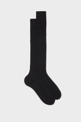 CALZA QUIRINALE. 70% CASHMERE 30% SETA, BLACK.