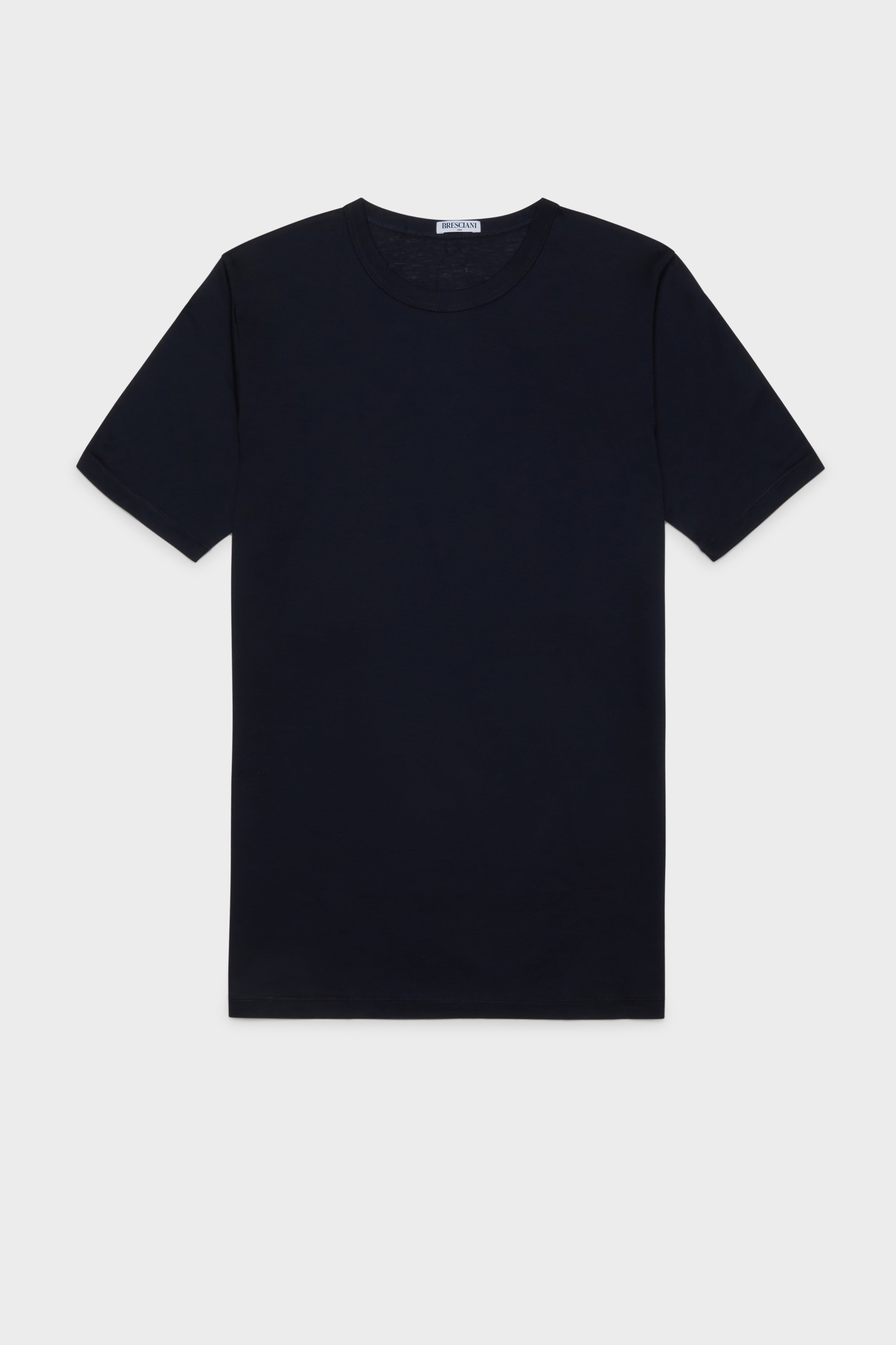 BRESCIANI men s underwear. Round neck T shirt. Cotton. Navy