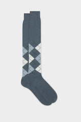SOCKS LAPO, 90% WOOL 10% POLYAMIDE, ARGYLE, GREY-PEARL-CREAM-BLACK.