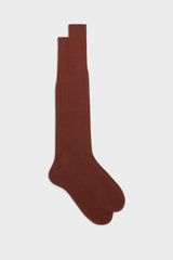 Bresciani Lorenzo long socks in extrafine mercerised Egyptian cotton, in a solid burnt color.