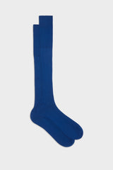 CALZA MARCELLO. 100% COTONE BIOLOGICO, TINTA UNITA, ELECTRIC BLUE.