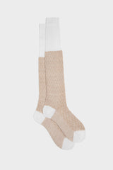 SOCKS ANTEO, 75% COTTON 25% LINEN, CREAM.