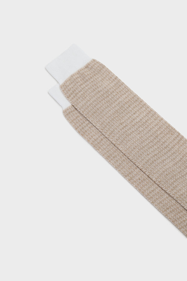 SOCKS ATTILIO. 75% COTTON, 25% LINEN, WHITE-BEIGE