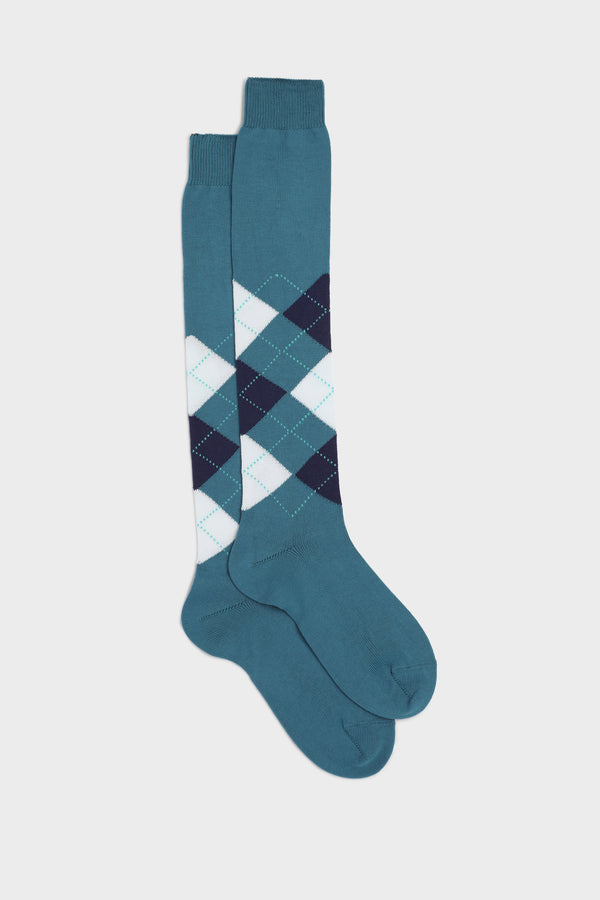 SOCKS LUCA, 100% COTTON,  OCEAN - BLUE - WHITE