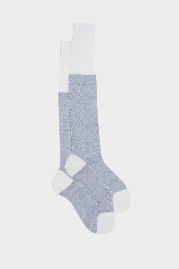SOCKS MATTIA. 75% COTTON, 25% LINEN, WHITE - SKY