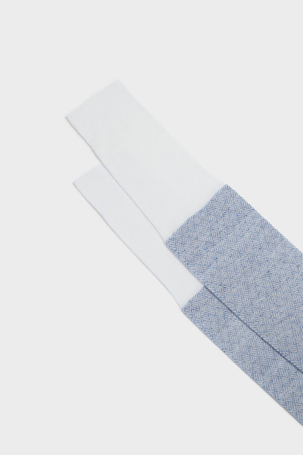 SOCKS MATTIA. 75% COTTON, 25% LINEN, WHITE - SKY