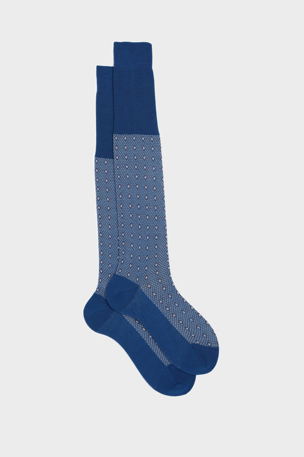 SOCKS NICOLA, 100% COTTON, OCEAN - WHITE - RUST