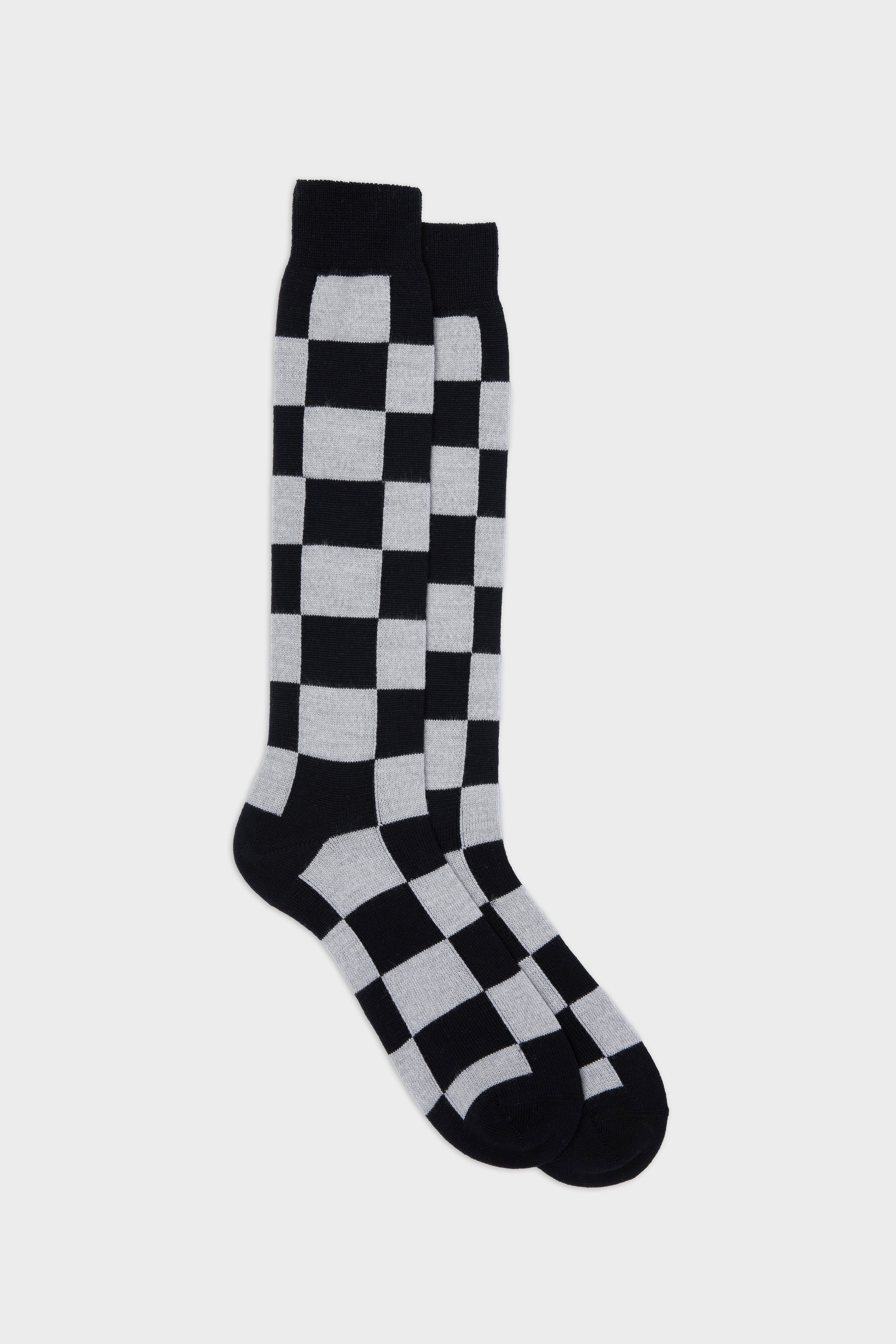 CALZA ADAMO. LANA 90% NYLON 10%, BLACK-GREY.