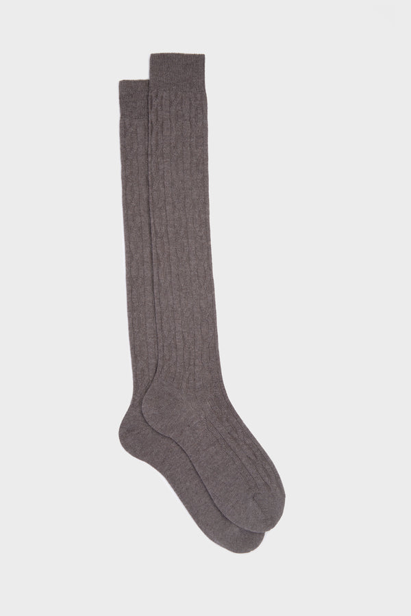 SOCKS BIAGIO WITH BRAID. WOOL 90% POLYAMIDE 10%, BEAVER.