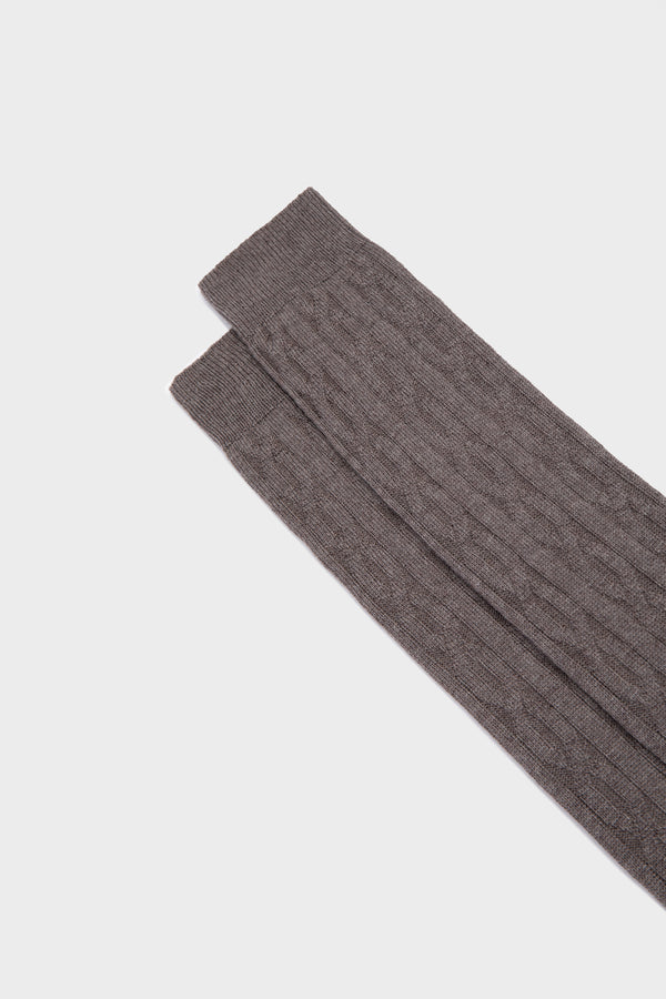 SOCKS BIAGIO WITH BRAID. WOOL 90% POLYAMIDE 10%, BEAVER.