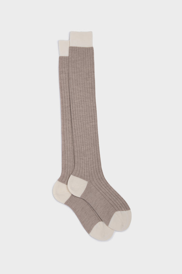 SOCKS ELIA. WOOL 90% NYLON 10%, BEIGE-IVORY.
