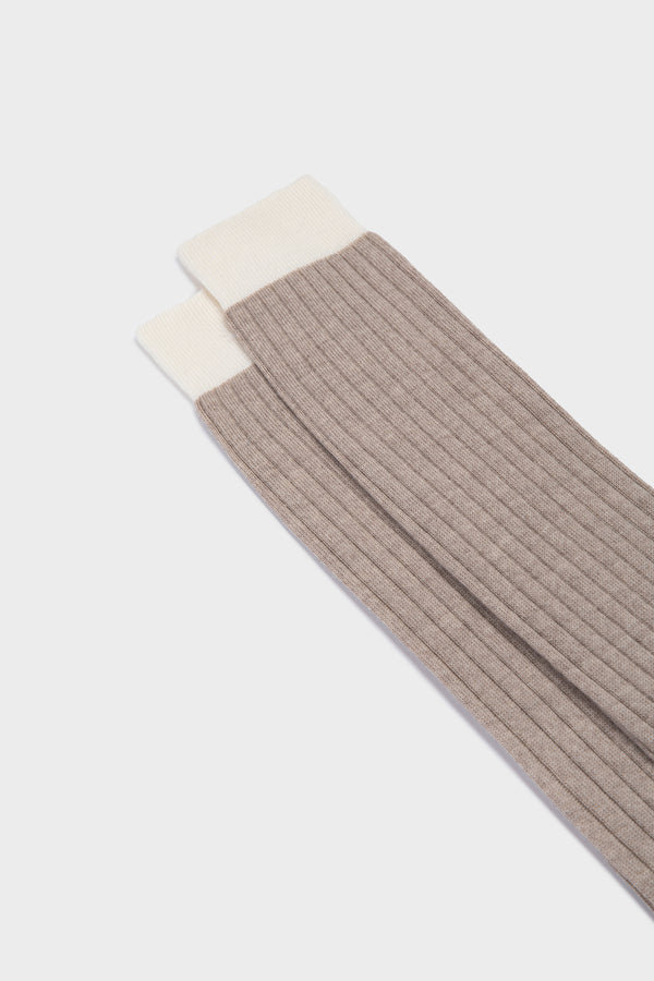 SOCKS ELIA. WOOL 90% NYLON 10%, BEIGE-IVORY.
