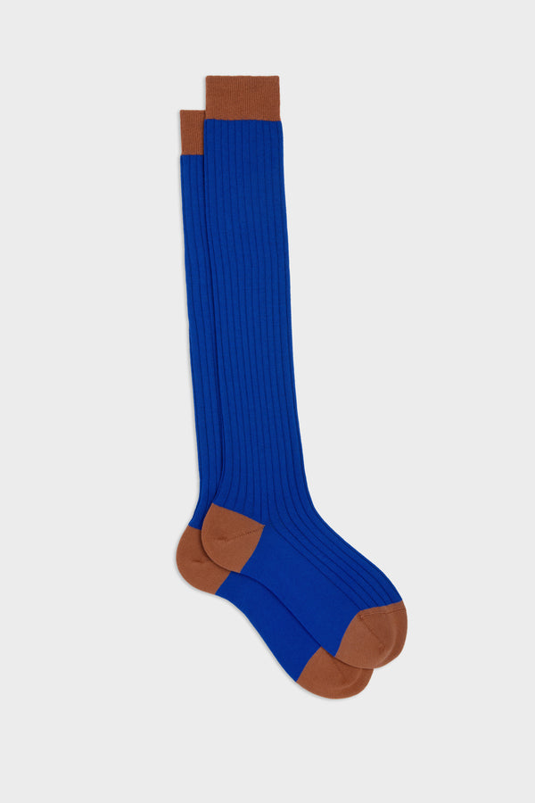 SOCKS ELIA. WOOL 90% NYLON 10%, BLUE-LIGHT BROWN.