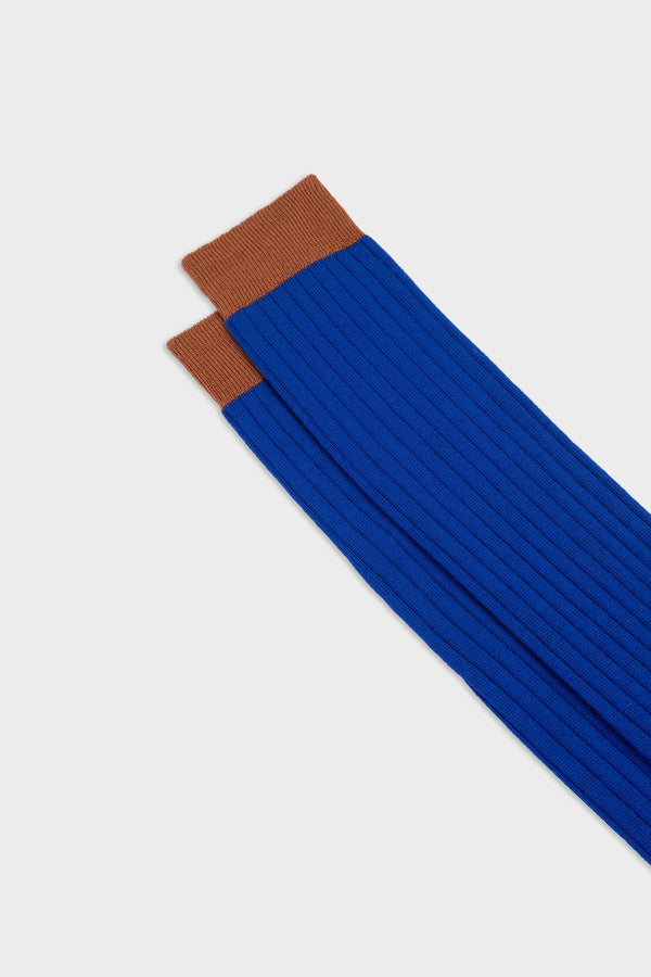 SOCKS ELIA. WOOL 90% NYLON 10%, BLUE-LIGHT BROWN.