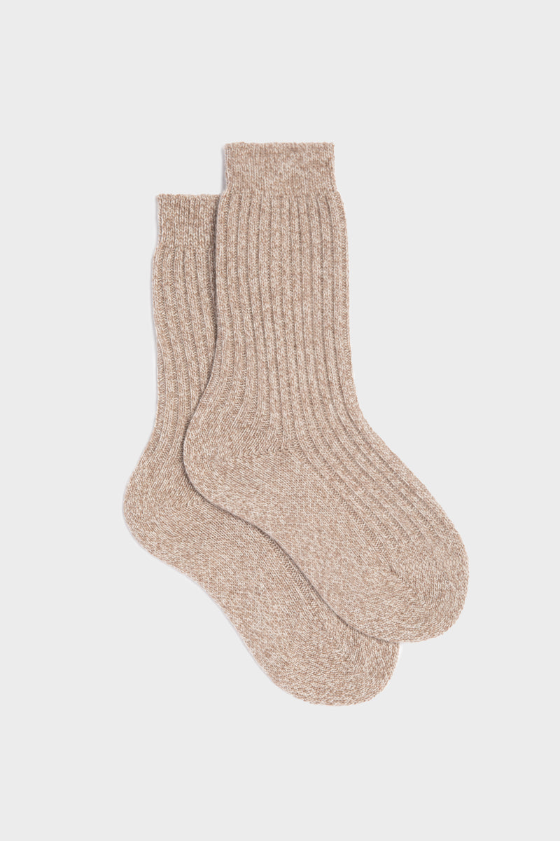 SOCKS PATRIZIA. WOMEN'S COLLECTION, 90%WOOL 10%CASHMERE, SAND.
