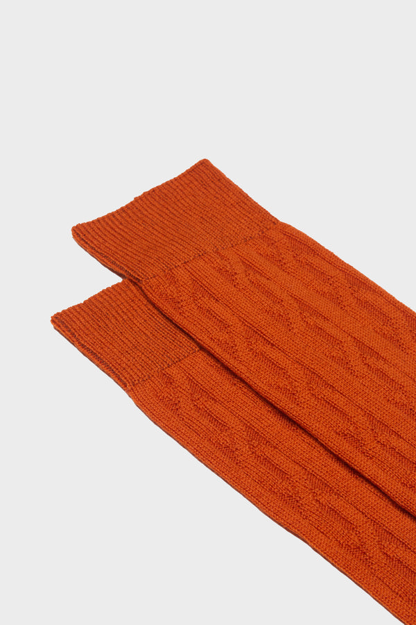 SOKS BIAGIO WITH BRAID. WOOL 90% POLYAMIDE 10%, ORANGE.