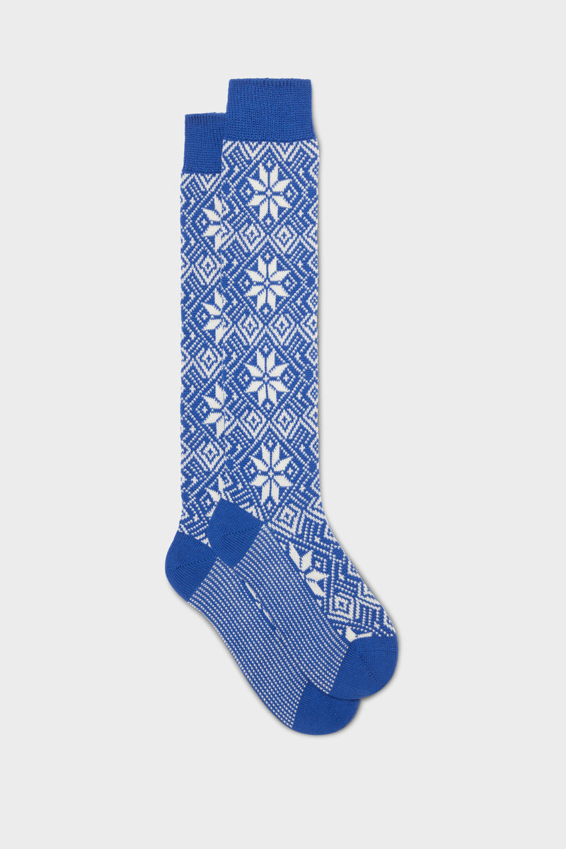 CALZA BOREA, 90%LANA 10%NYLON, ROYAL BLUE - WHITE.