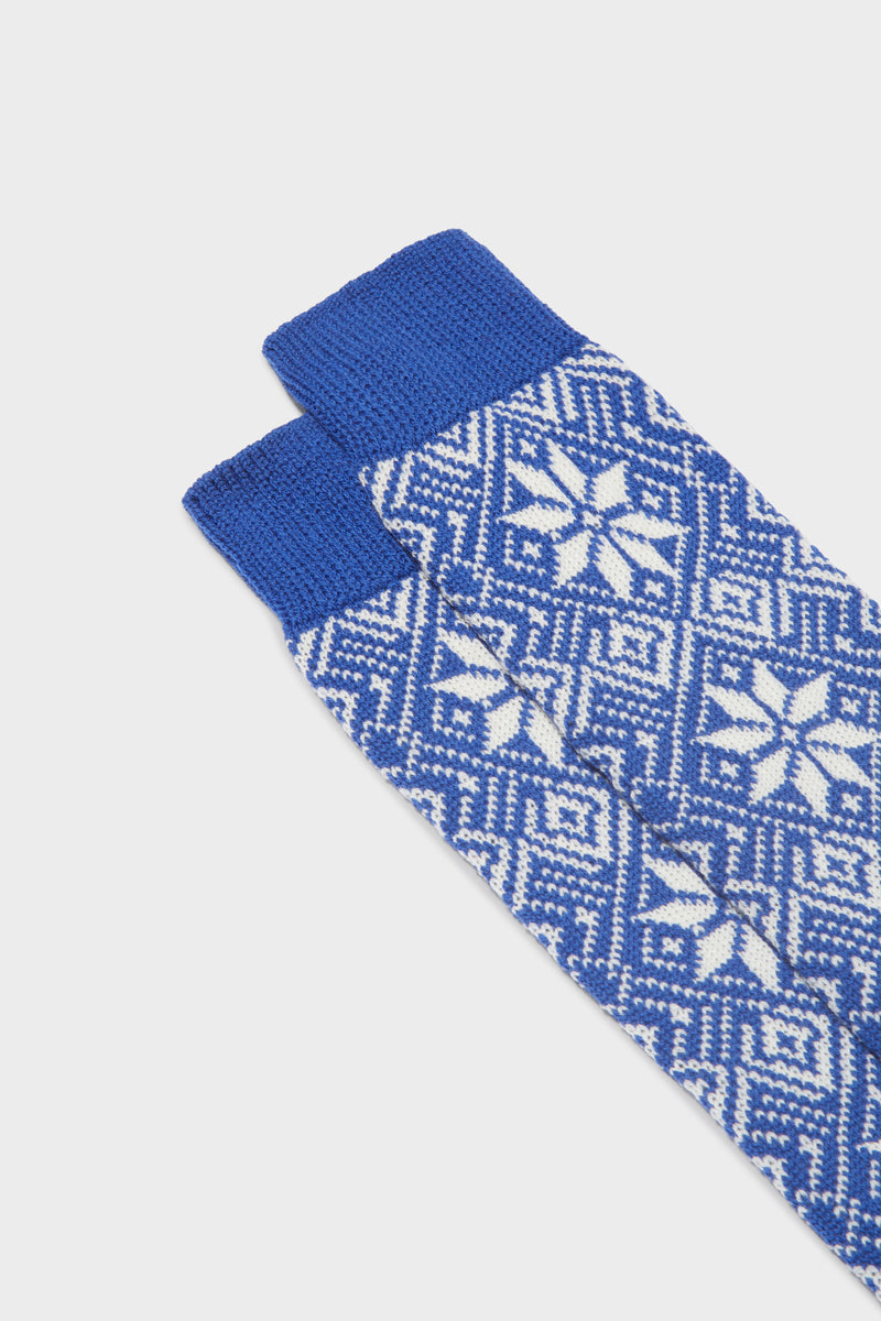 CALZA BOREA, 90%LANA 10%NYLON, ROYAL BLUE - WHITE.